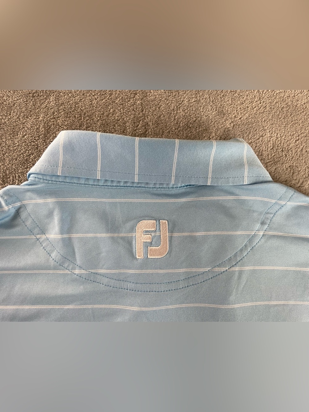 Footjoy Mens Polo Shirt Size Large Blue Striped Performance Golf